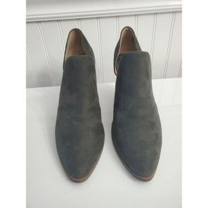 Charles David Womens 8.5M Green Suede Usual Notched Booties Slip on Shoes EUC